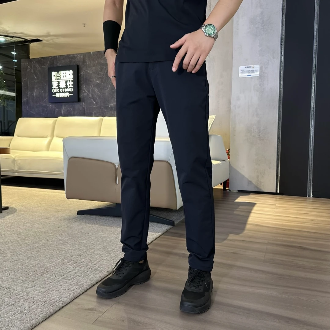 9931款秋季时尚百搭抗皱松紧纯色商务户外直筒舒适厚款防风休闲裤