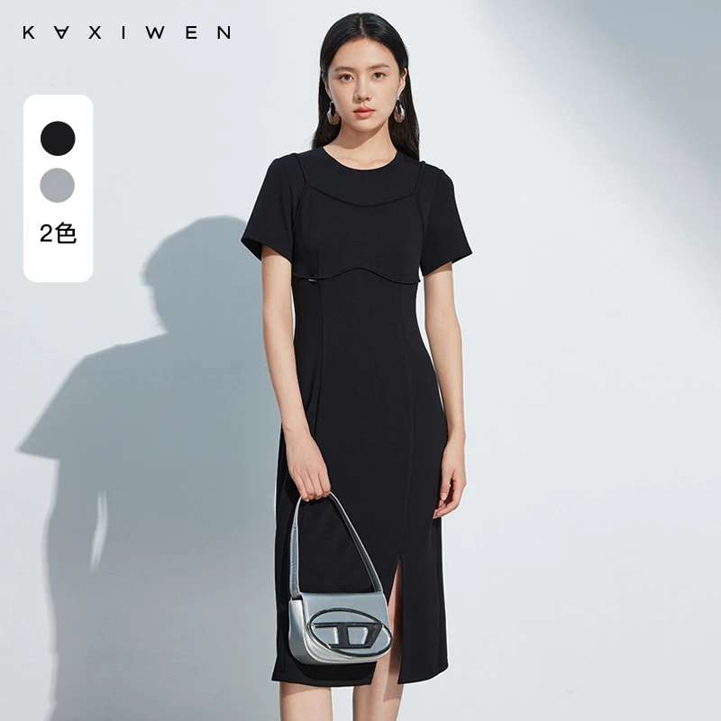 【云云专属】优雅假两件式气质显瘦连衣裙时尚裙子D04ALN6044