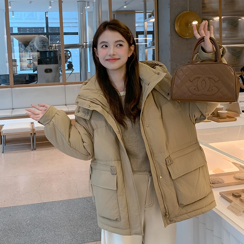 DEJIBVU/大季胖mm200斤韩版加肥加大码羽绒服女连帽宽松中长9913