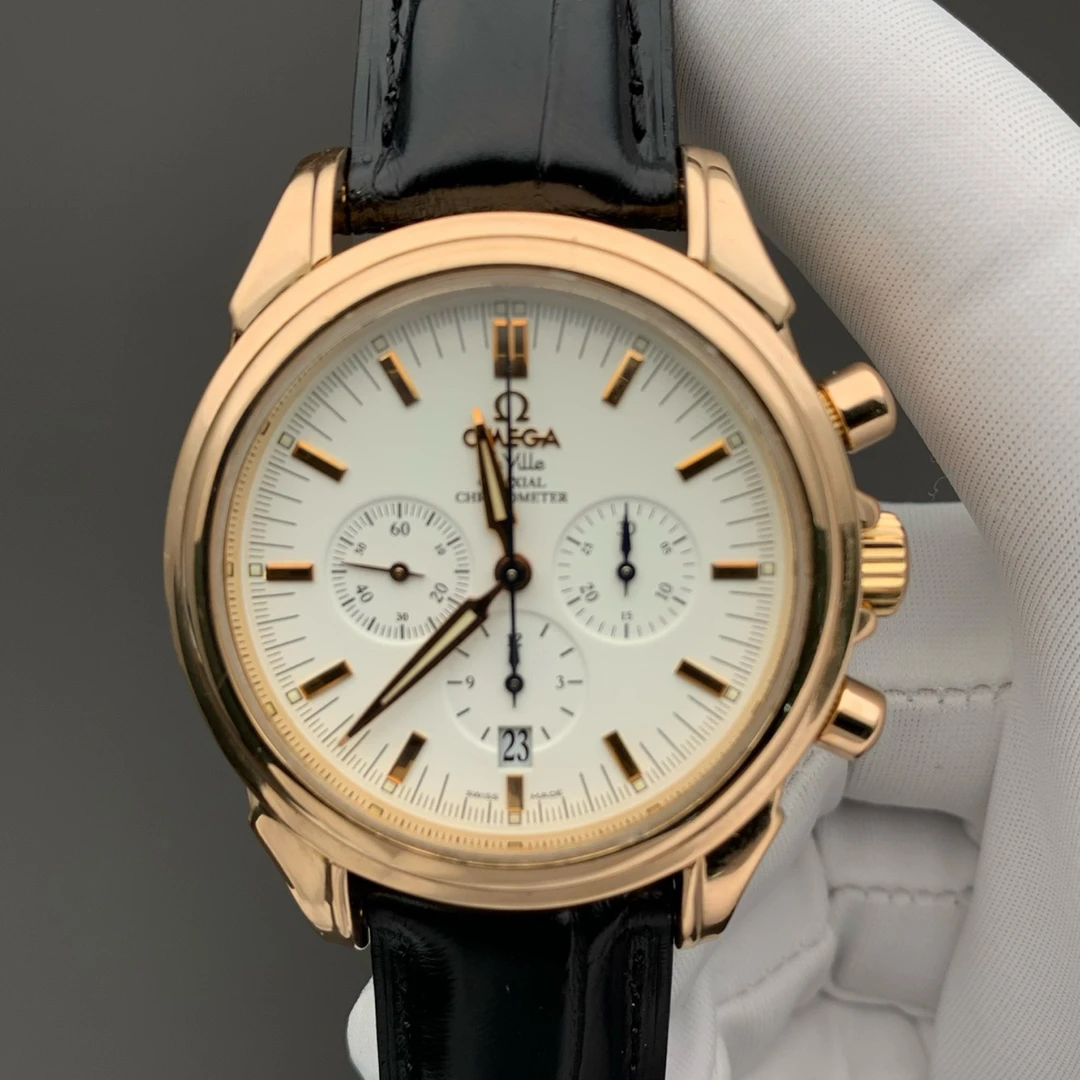 99新 Omega/欧米茄 蝶飞系列41表径白盘玫瑰金｜工价12万8