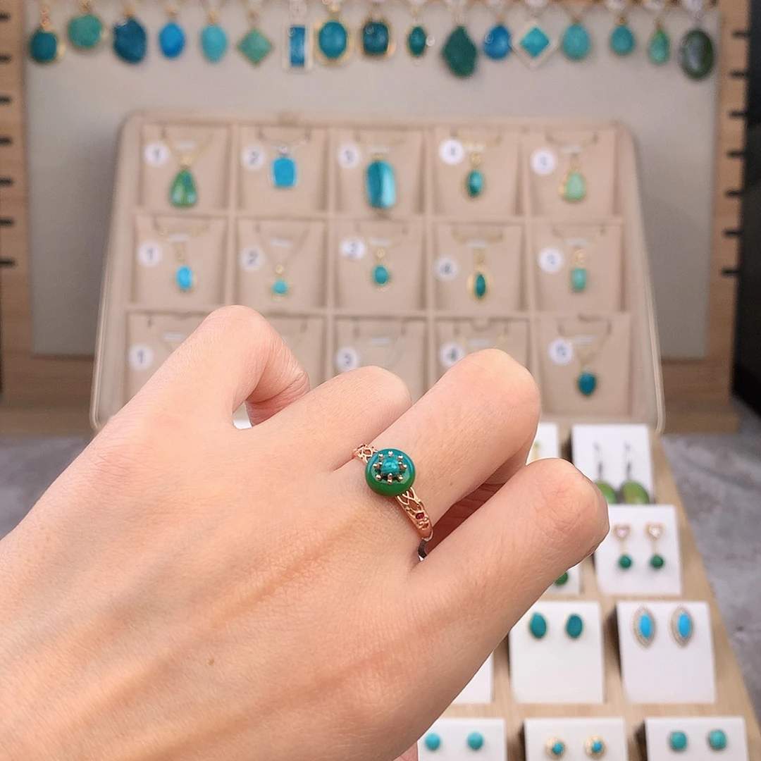 绿松石银S925镶嵌戒指