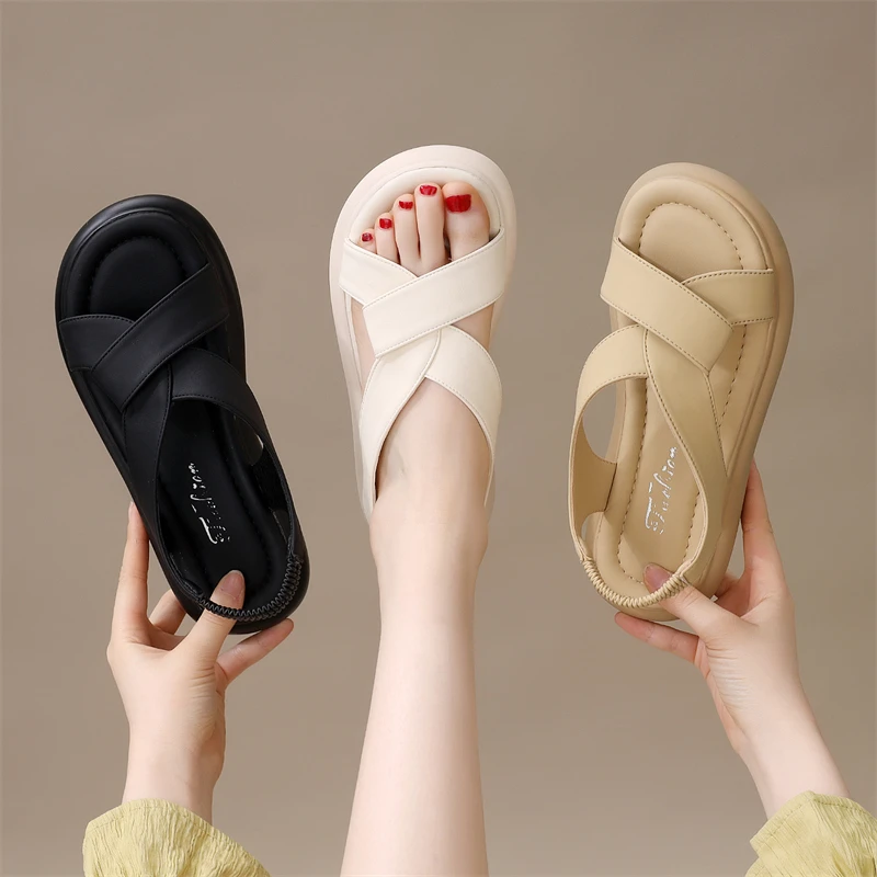 平底凉鞋女2025夏季新款百搭一脚蹬外穿沙滩鞋防滑软底不累脚女鞋