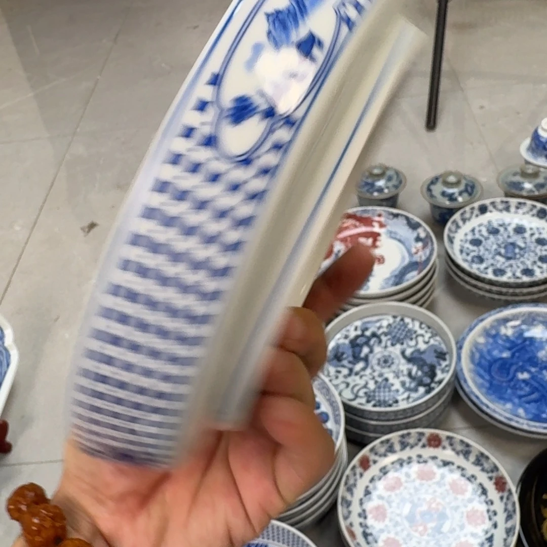 杯青花山水大壶承
