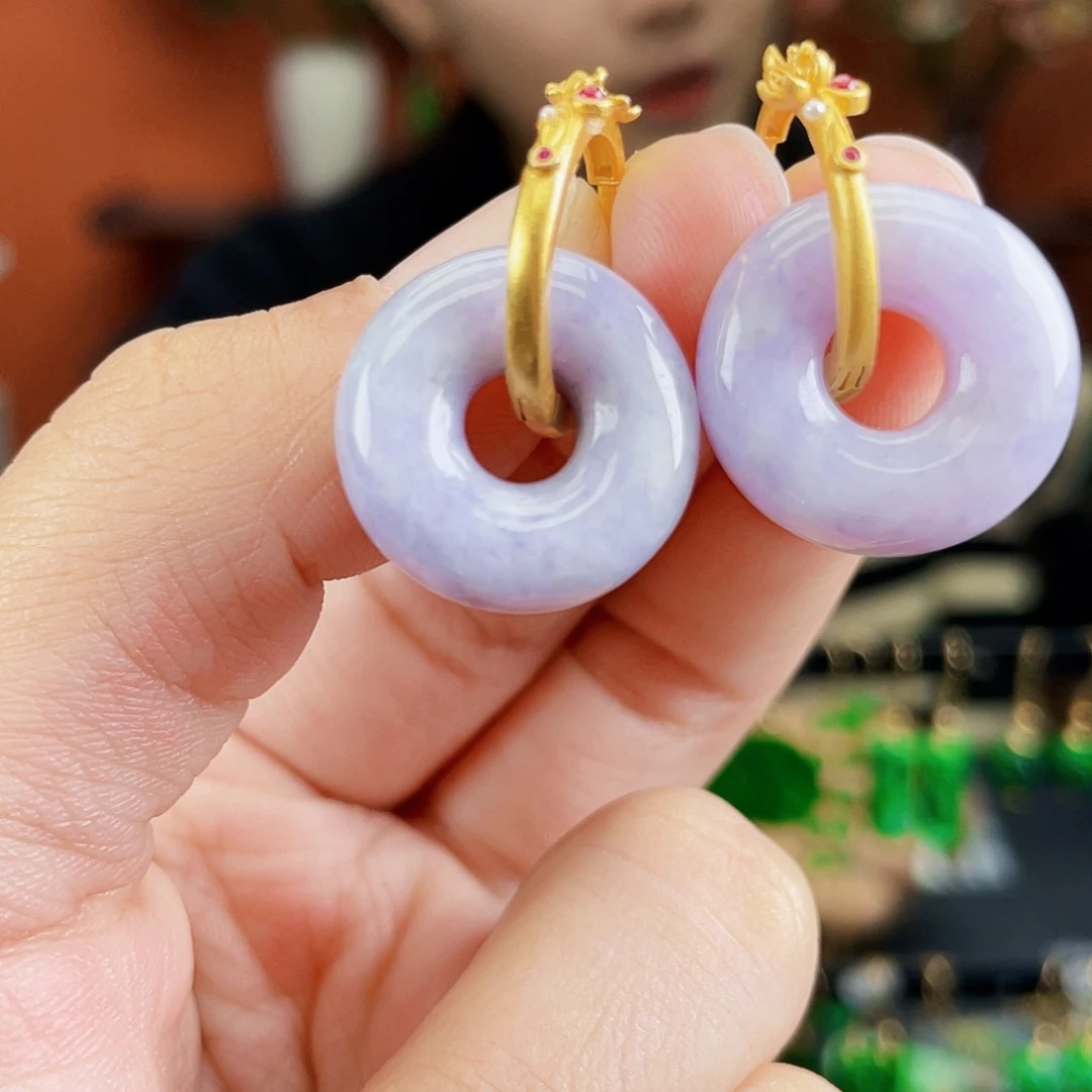 翡翠银S925镶嵌耳饰