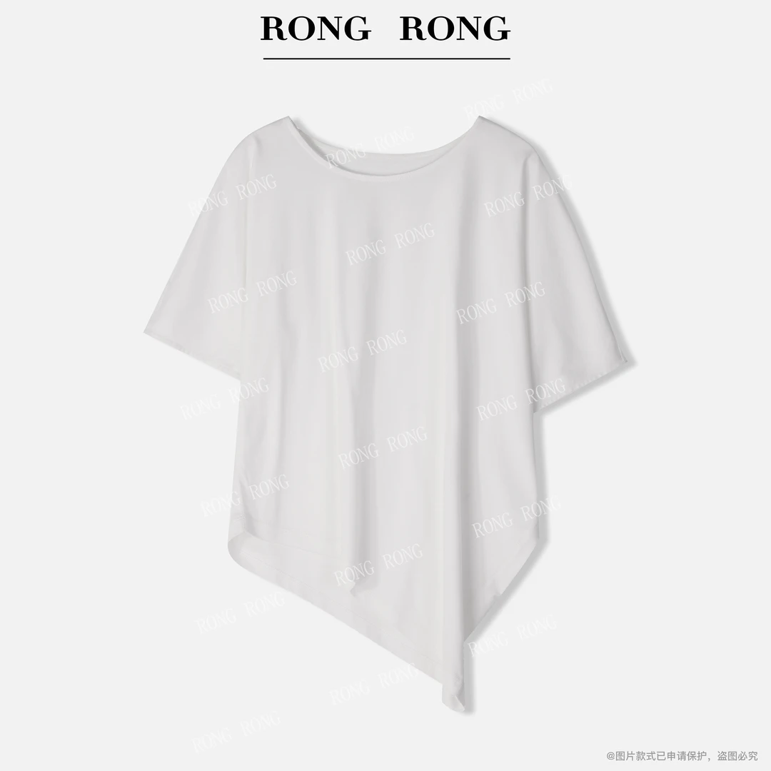 溶溶【春日幻歌】RONGRONG 桑蚕丝棉混纺不规则蝙蝠袖T恤T-B0027