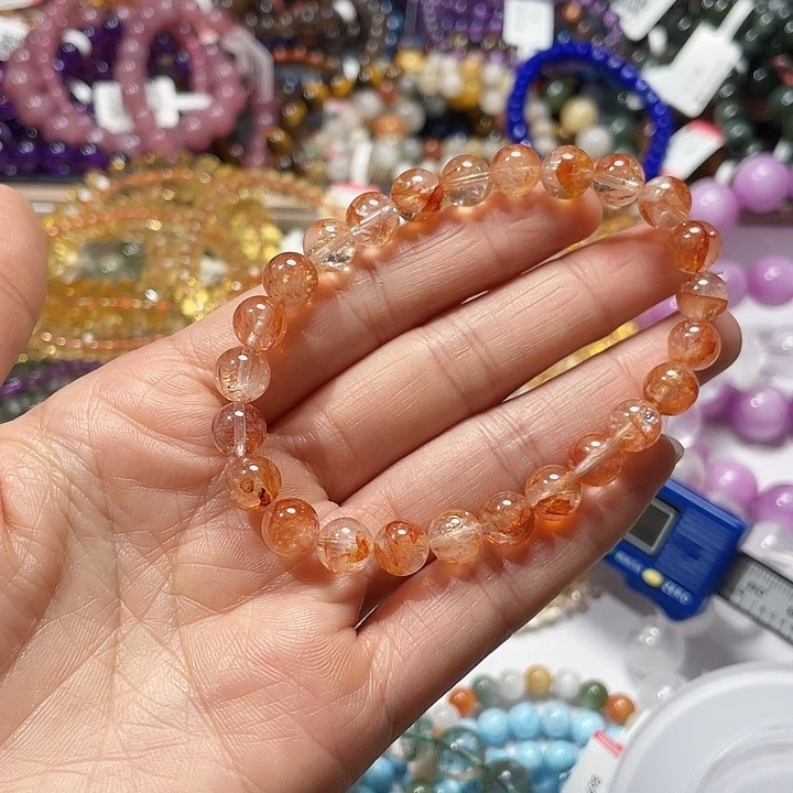 啤***多水晶手链未镶嵌红胶花7.7m