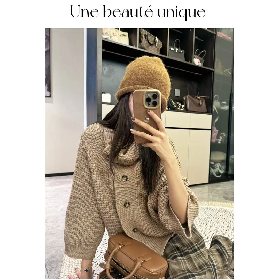 【施泰尔】复古小众设计感立领宽松圆领秋冬短款百搭显瘦毛衣