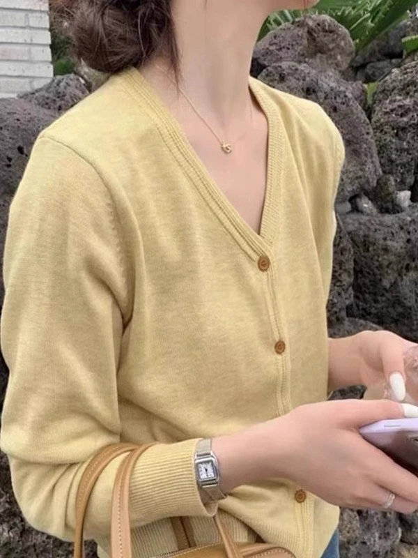 纯色针织薄款优雅花纹针织衫时尚打底上衣长袖