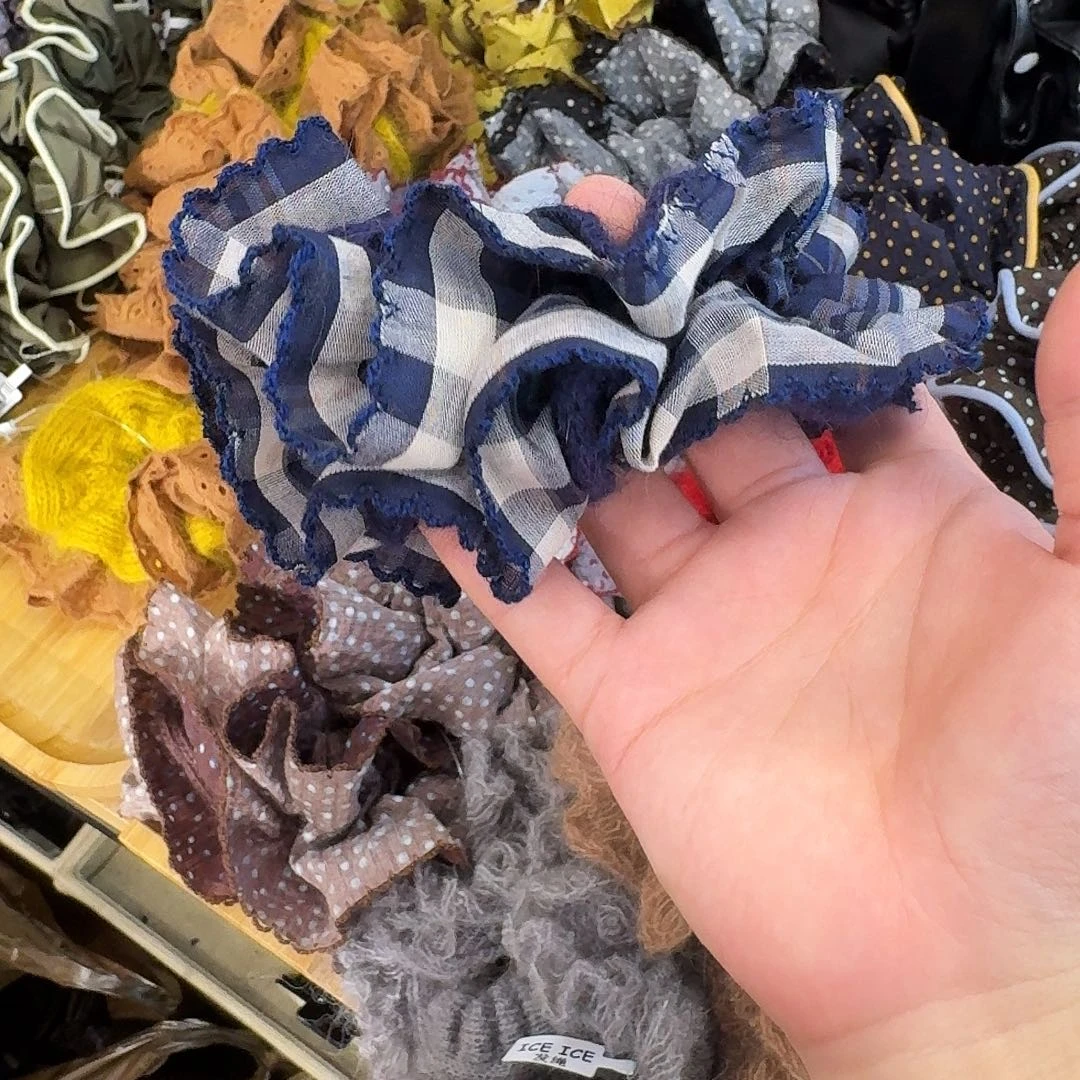 非金属蓝色格子发圈