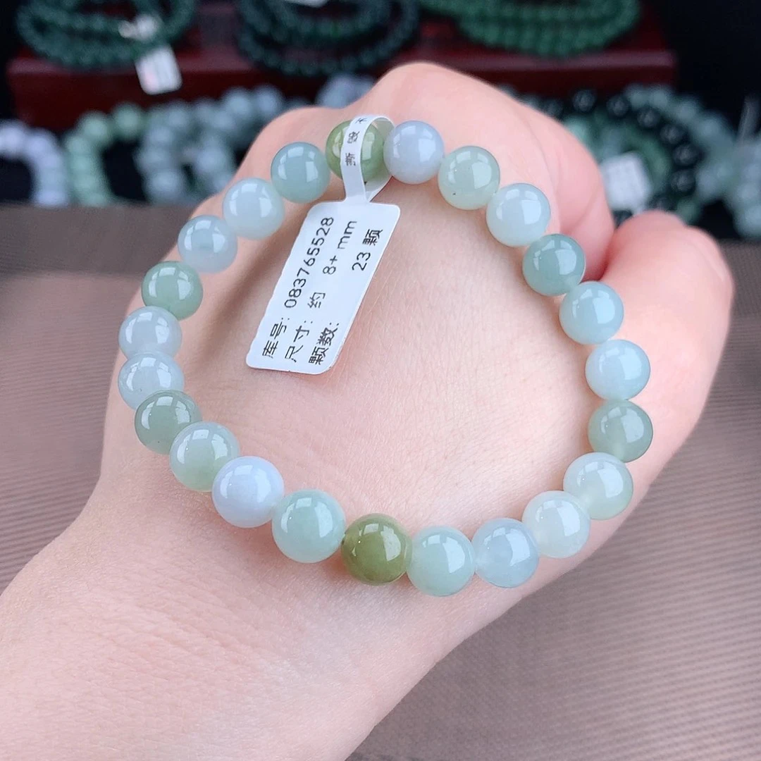 缅甸天然A货翡翠手串 8+m冰多宝女士气质手串冰透肉质时尚百搭款