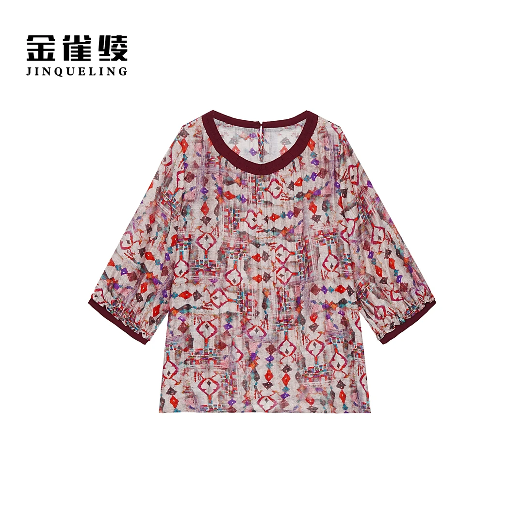 金雀绫【惊鸿一梦】波西米亚小碎花设计百搭加宽加大小衫SZA2S470