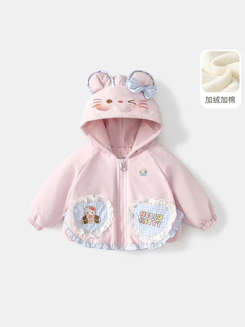 女童外套冬装2025新款婴儿洋气保暖棉服宝加绒夹棉格子口袋25926