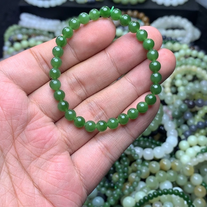 和田玉未镶嵌手串俄料碧玉卡6精品