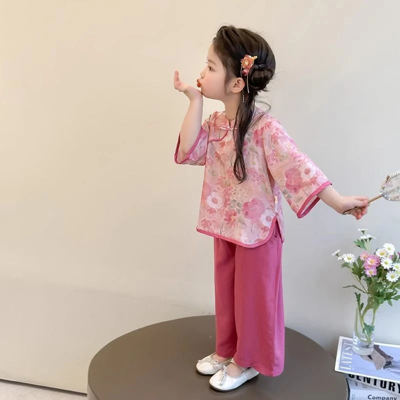 汉服女童中国风套装夏季2025新款儿童古装新中式两件套女宝宝夏装