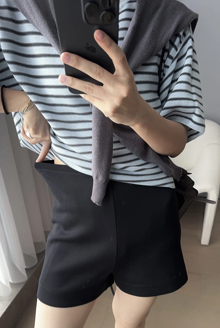 A美MEIYA【商场同款】 万能短裤  简约百搭小A松紧休闲裤-周二