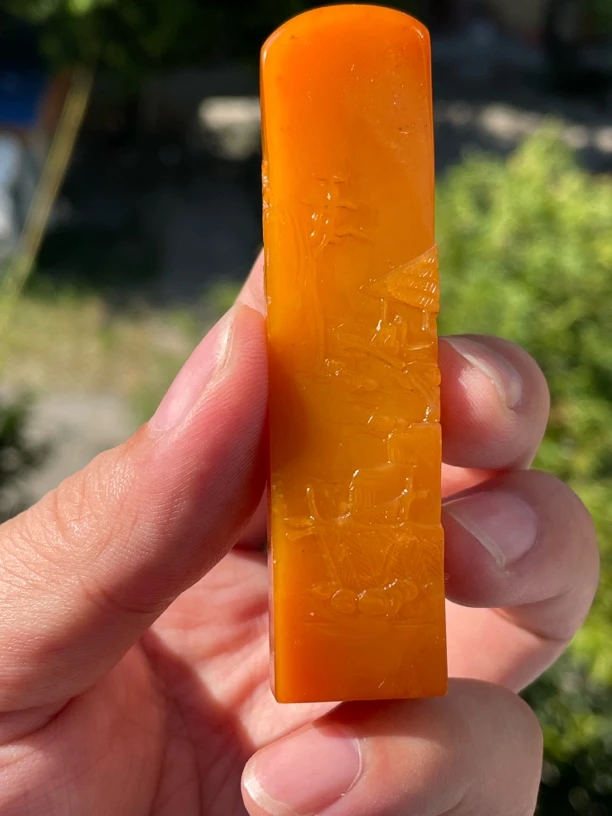 寿山石田黄石印章薄意雕