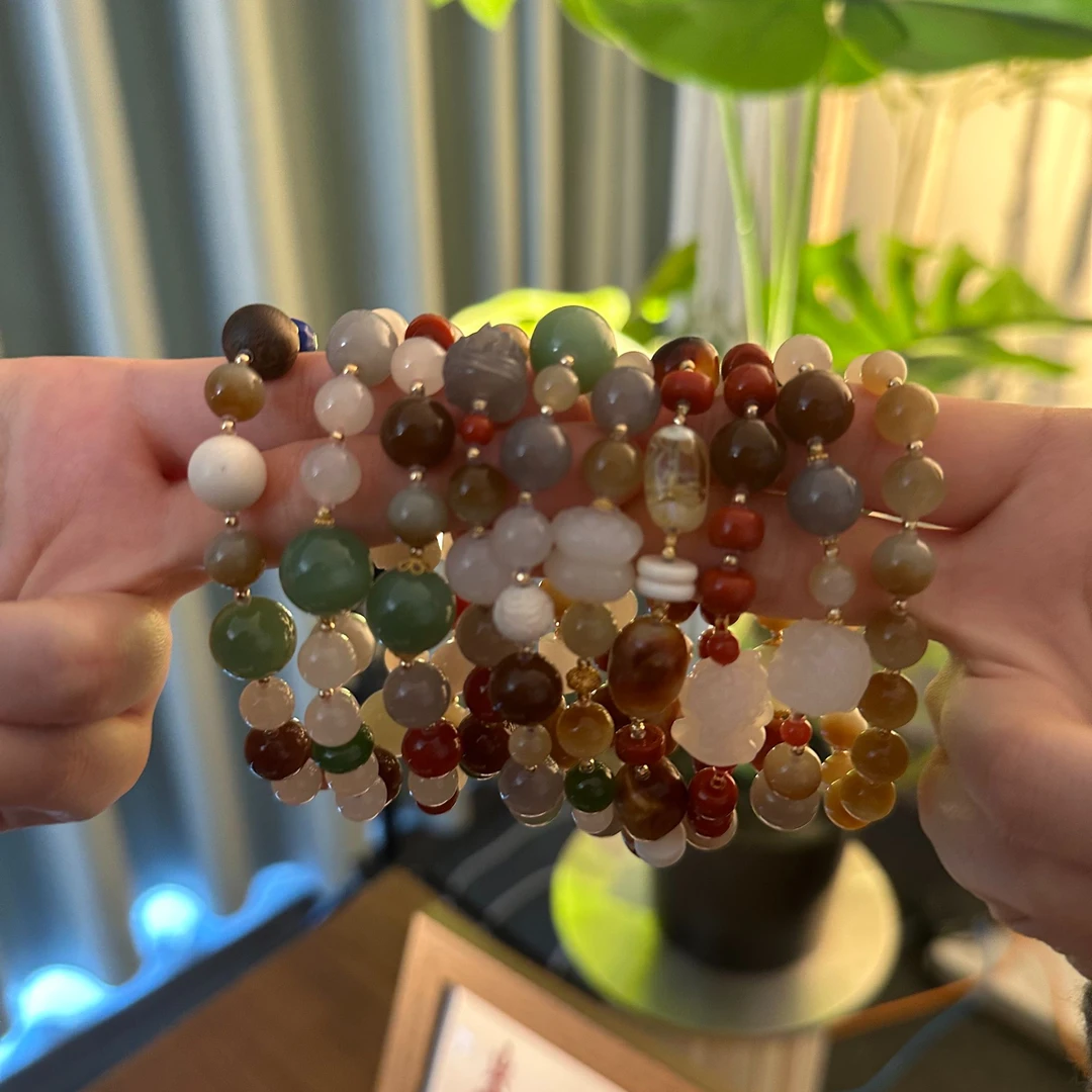 《多宝手串》18K金 和田玉手串  总长约17cm 按照款式下单