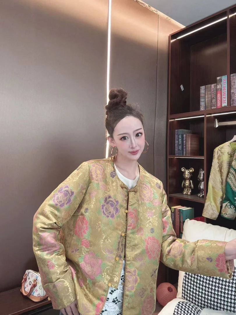 “吉祥高照”沐木原创秋冬国风款花开富贵宋锦棉袄外套19268