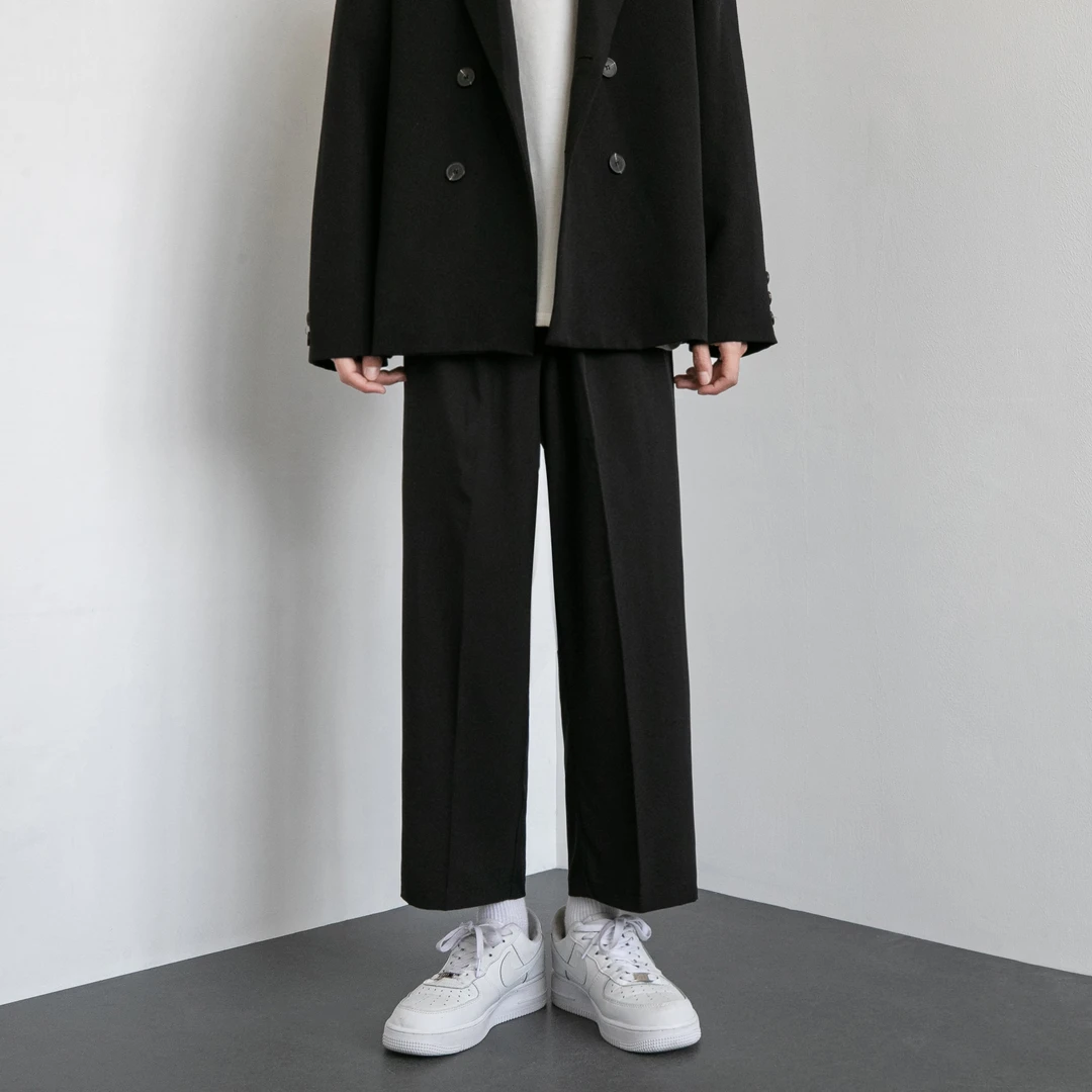 稻草人大码冰丝休闲西裤男士百搭时尚修身夏季薄款透气冰感直筒裤