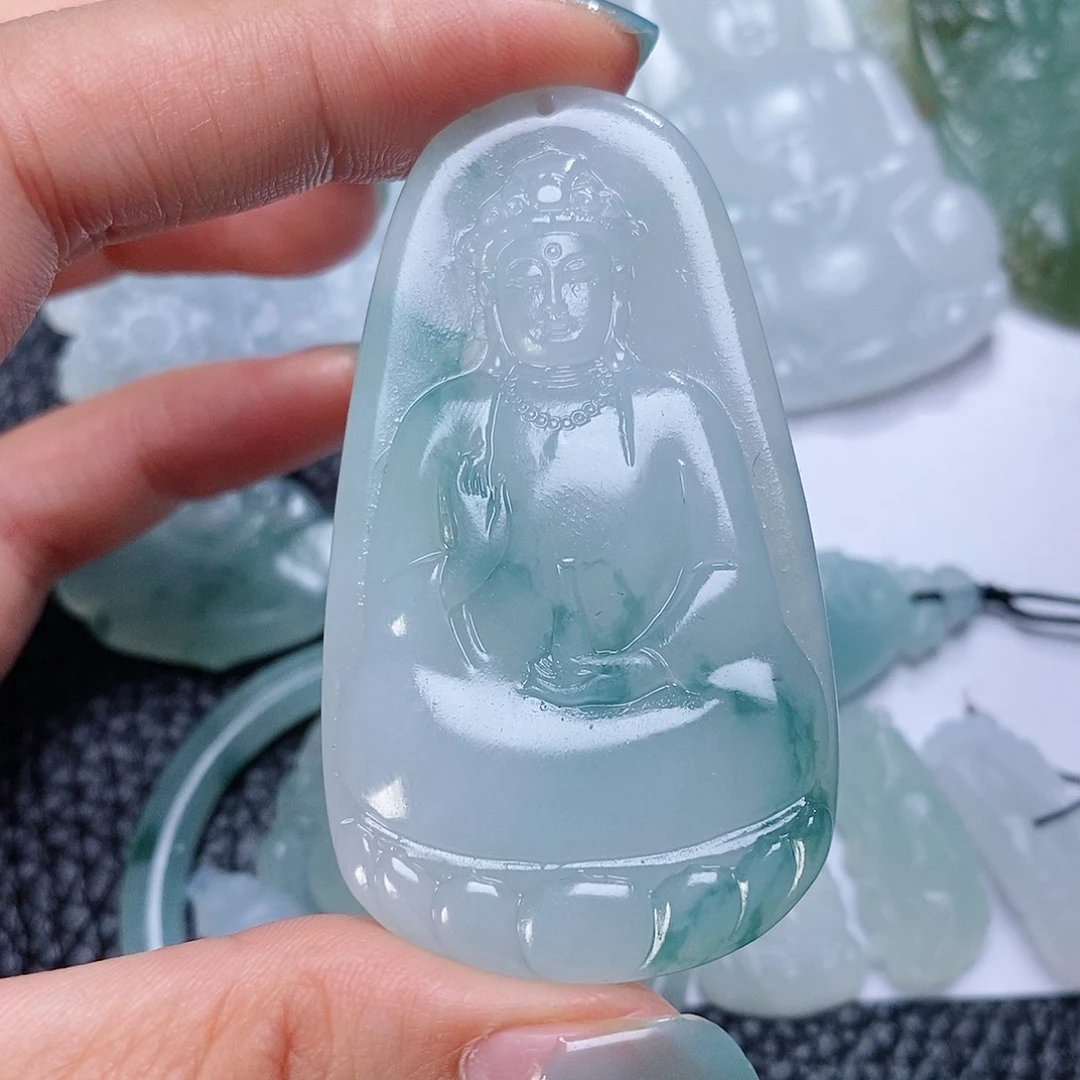 定制翡翠未镶嵌毛货付款后确认抛光