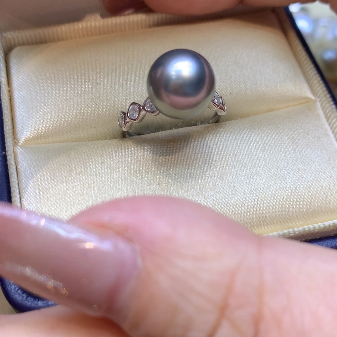 银S925镶嵌戒指海水珍珠