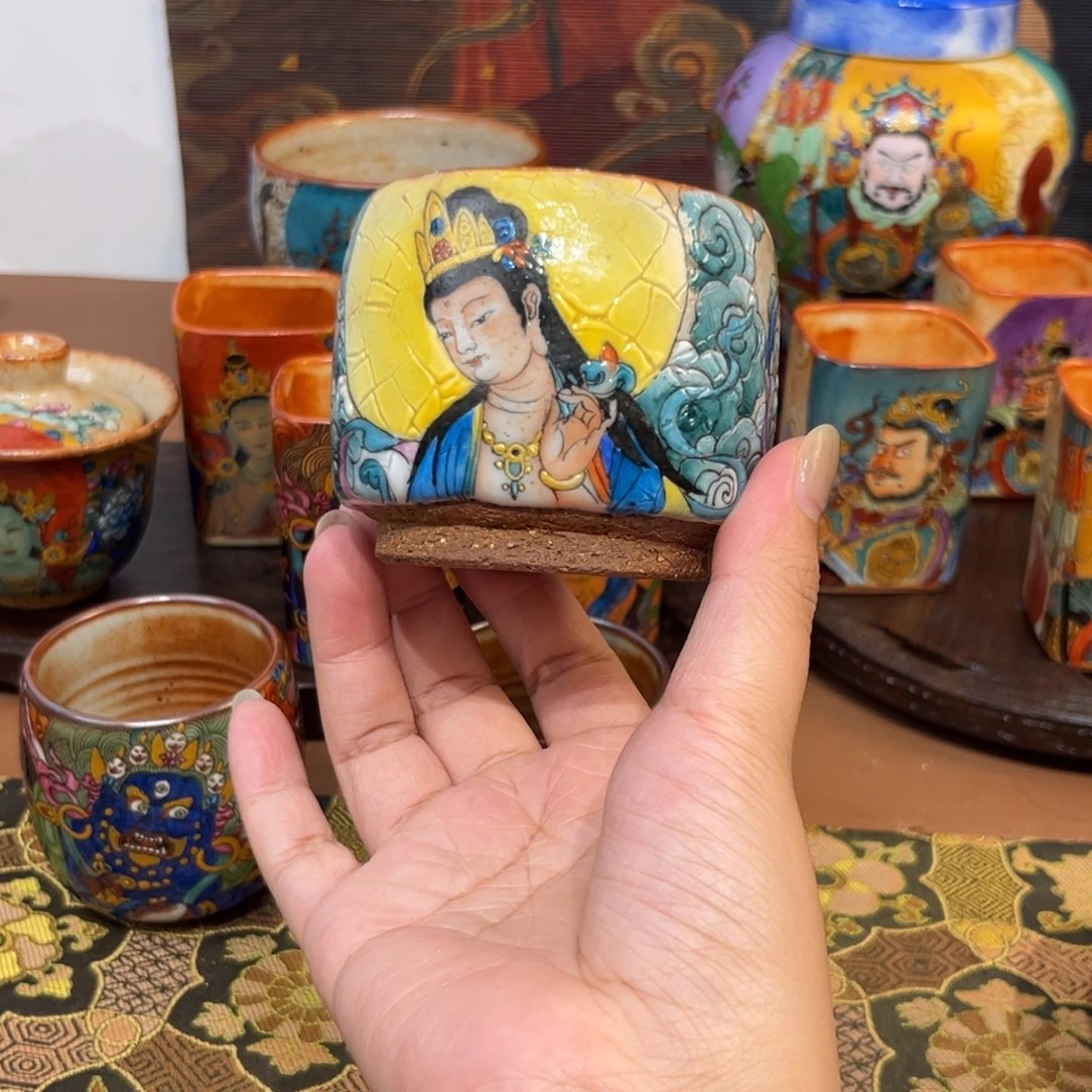 手工手绘敦煌茶杯