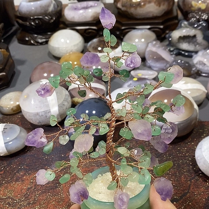 水晶摆件未镶嵌紫晶发财树
