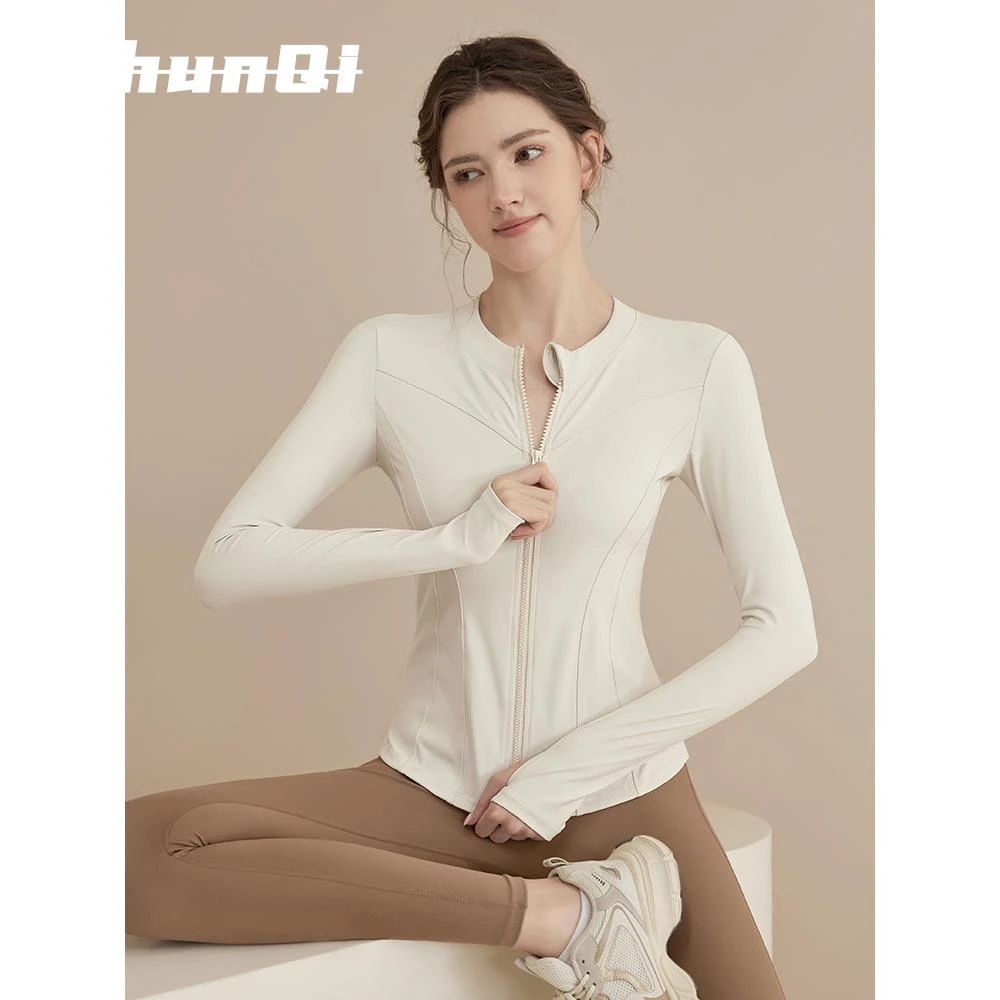 维多利亚拉链瑜伽服运动跑步健身服上衣紧身长袖训练服外套春秋女