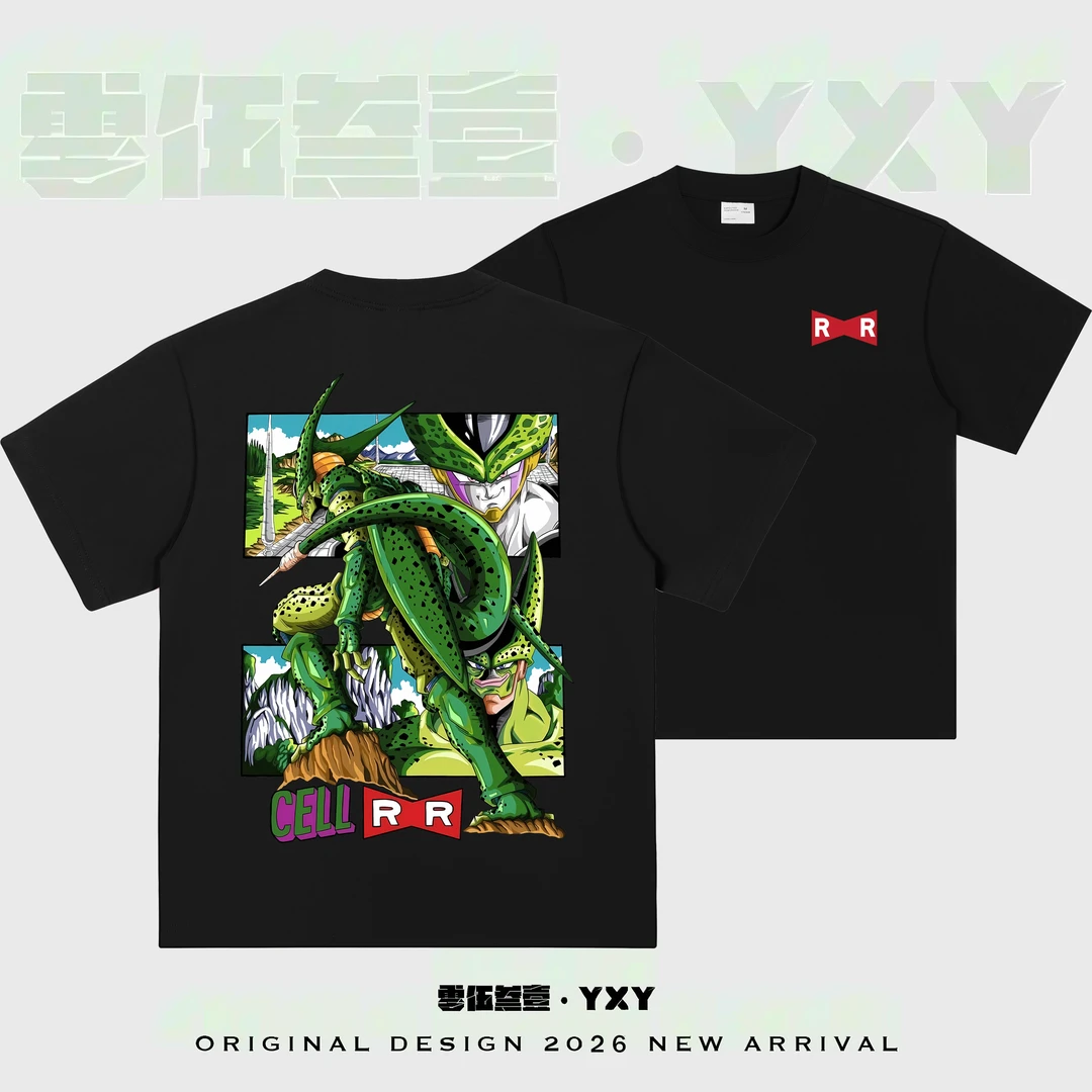 YXY【七龙珠沙鲁】美式复古重磅T恤情侣短袖印花ins宽松休闲小众潮