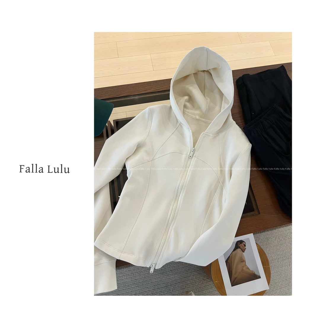@英子家 简约休闲连帽拉链口袋显瘦卫衣开衫外套 A5772