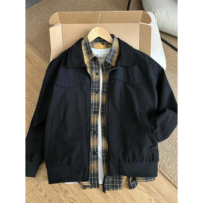 vintage底特律工装夹克男款秋季穿搭美式复古cleanfit翻领外套