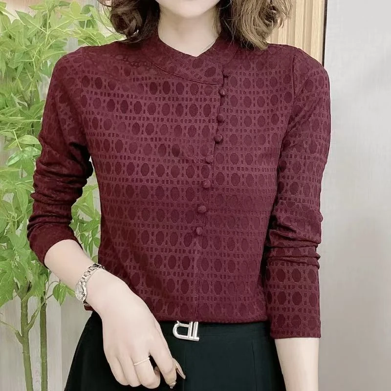 711#春季新款提花优雅显瘦遮肉上衣T恤（XL~6XL 90~165斤）