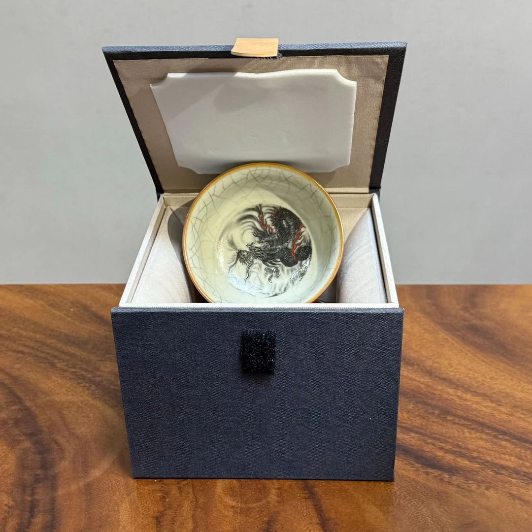 鹿天高档陶瓷汝窑主人杯中式建盏家用喝茶杯