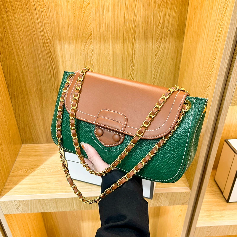 【头层牛皮】真皮女包单肩斜挎包20612链条