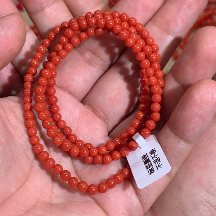 南红玛瑙未镶嵌 多圈官坡锦红4mm