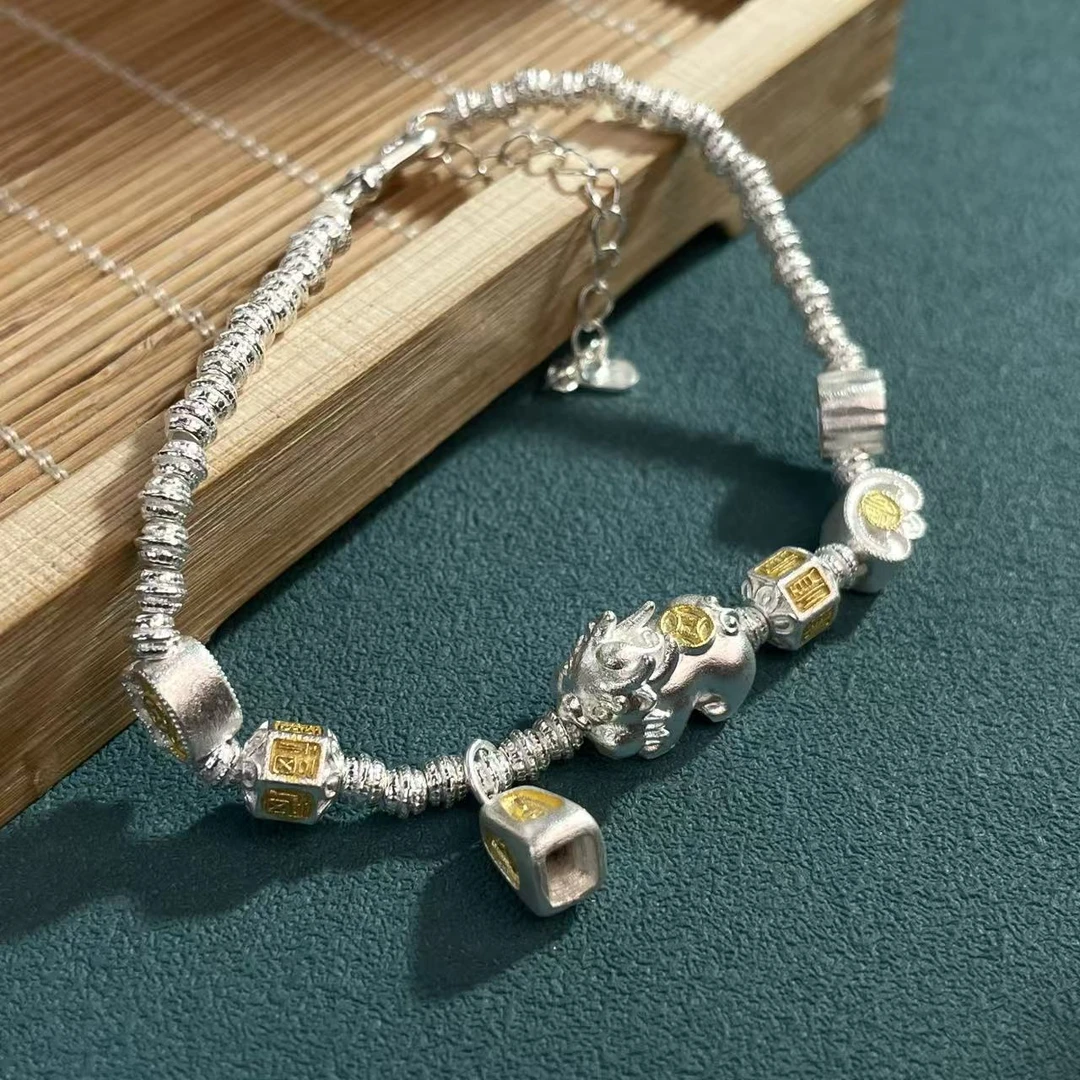 足银手链 吞金貔貅手链美开乐足银个性百搭时尚招财纳财纯银手链