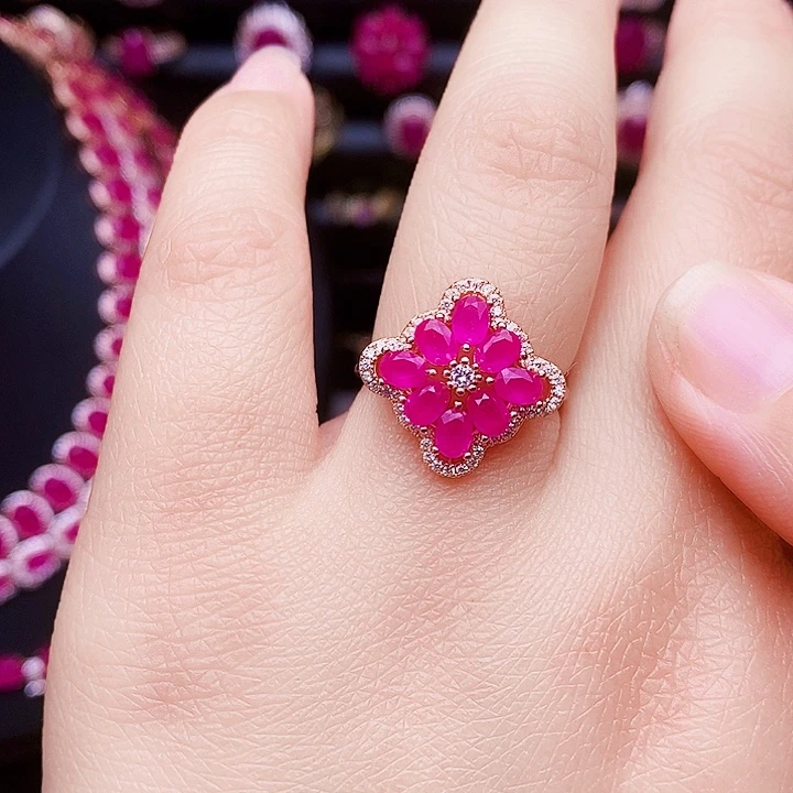 红宝石银S925镶嵌戒指