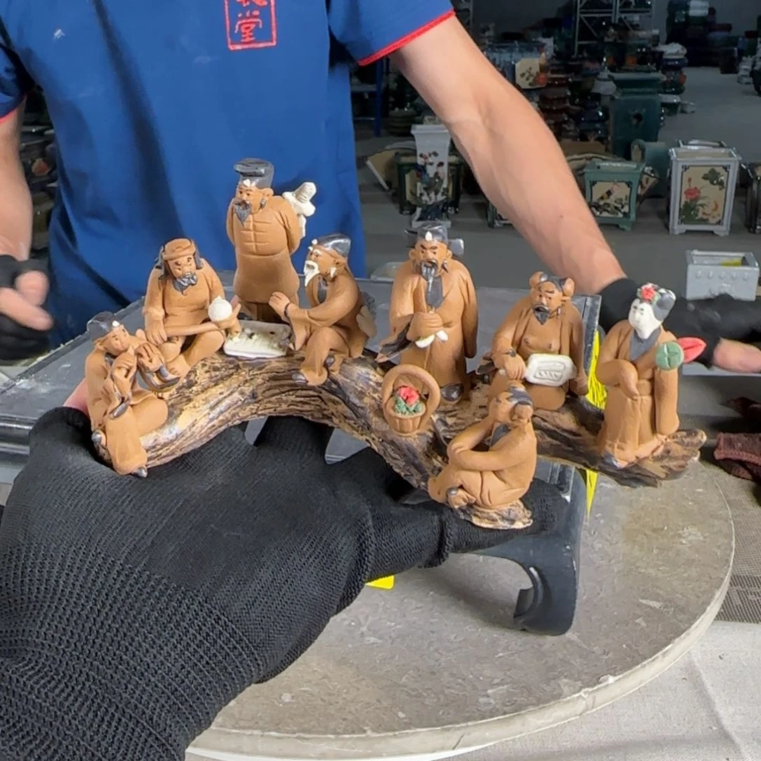 一风堂石湾花盆  树八仙