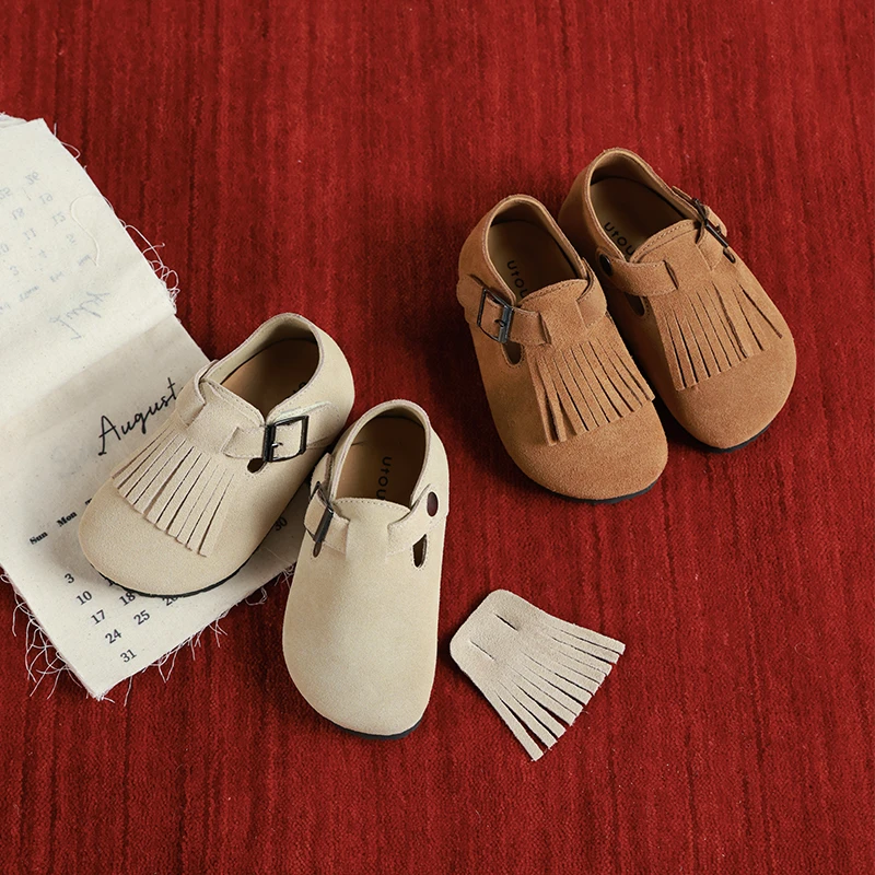 utouto大耳象女童流苏反绒博肯鞋2025秋季新款复古鞋子2502053