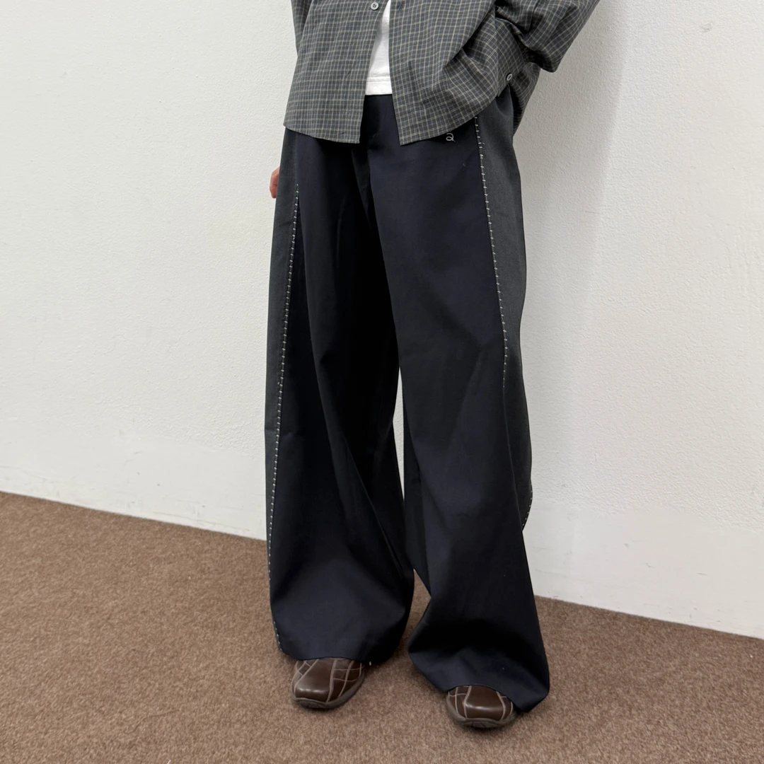 roaringwild a arch  咆哮野兽 黑色拼接阔腿休闲西裤