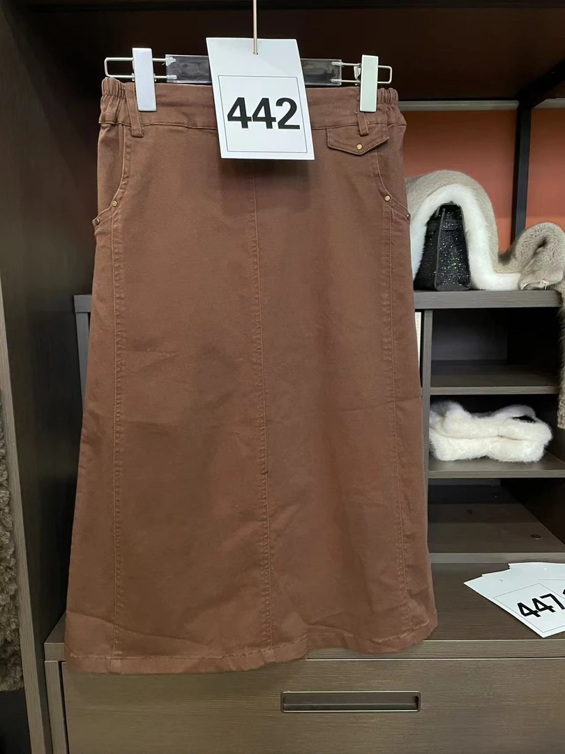 442休闲秋冬百搭高腰直筒潮流舒适简约白色宽松半身裙夏季