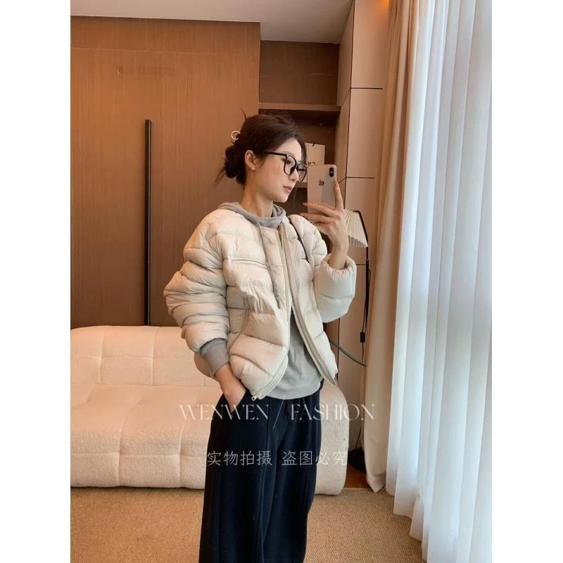 LXX 25新款韩版时尚宽松90白鸭绒圆领短款泡芙羽绒服WWW0408