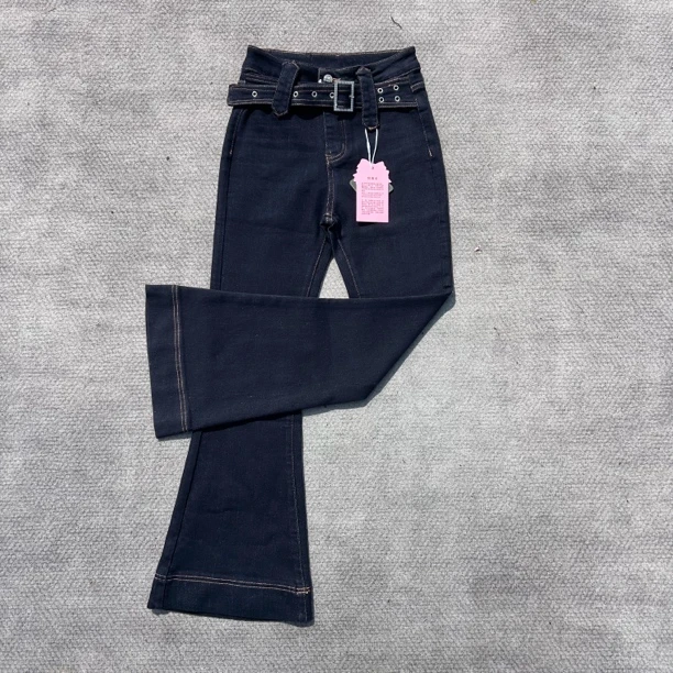 喇叭裤高腰冬季牛仔裤丹宁蓝牛仔本色不掉色时尚微喇裤