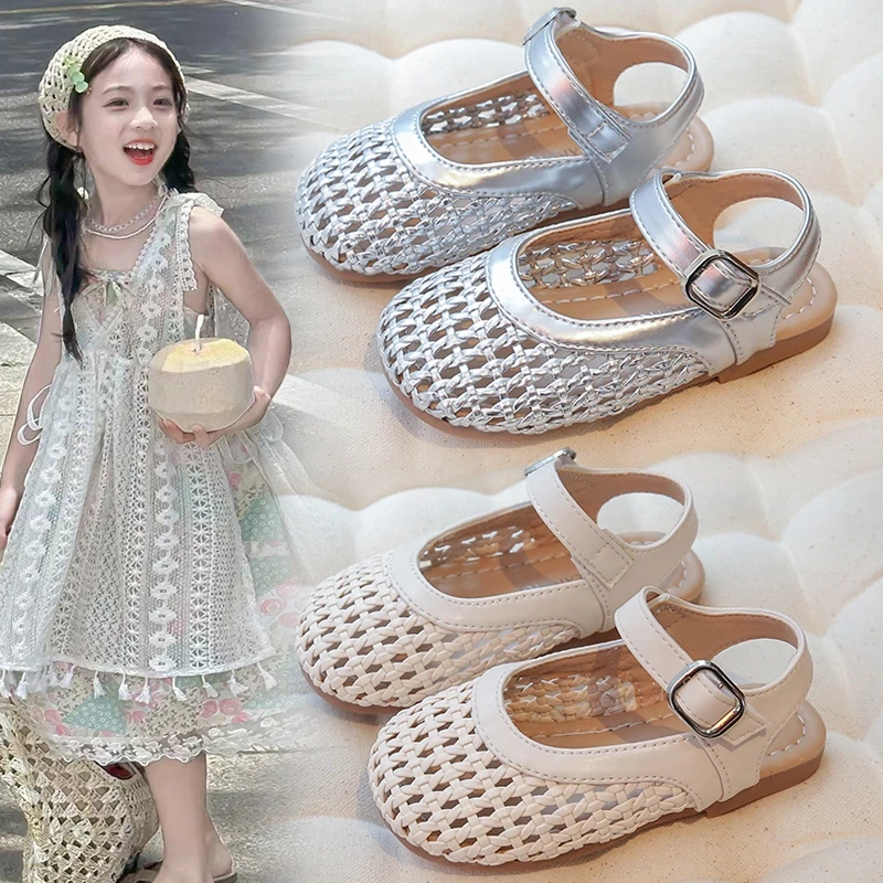 ABC女童鞋子儿童公主包头凉鞋2025新款夏季软底女孩宝宝沙滩凉鞋