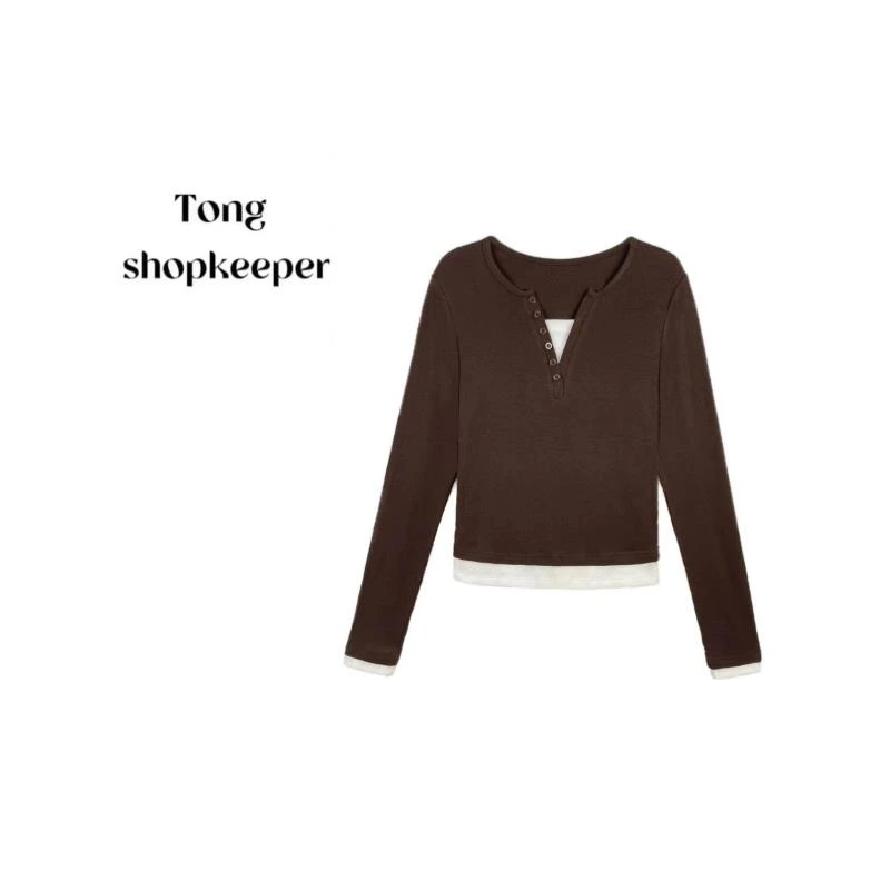 QJ/彤掌柜1681263 莱赛尔天丝羊.毛新款升级假两件上衣内搭