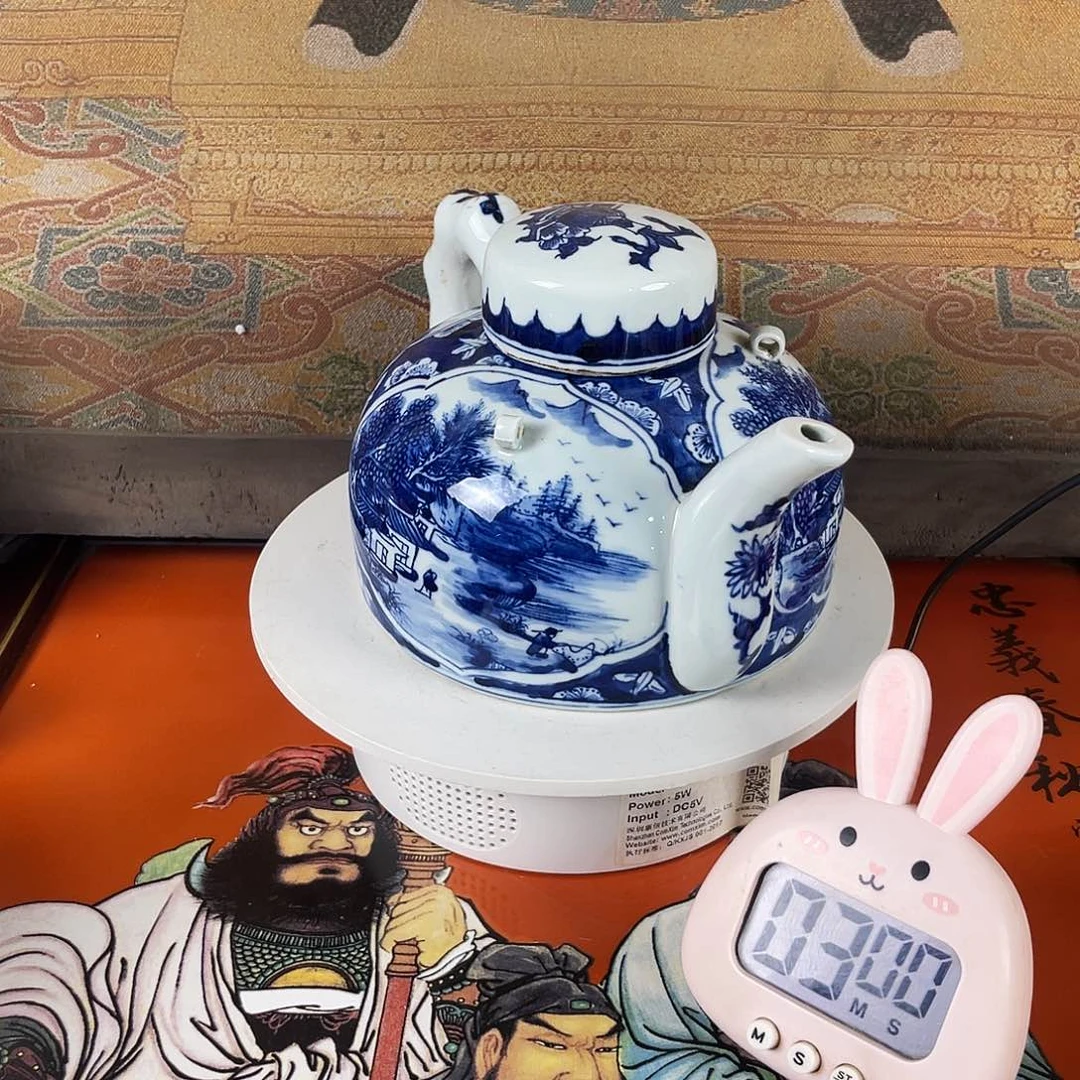 摆件墨*青花瓷扁壶摆件11