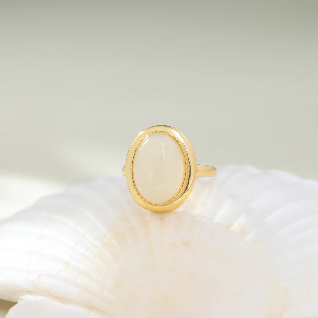 【央博玉】925银和田玉蛋面戒指-YB93810225-多样性发一|BHT1