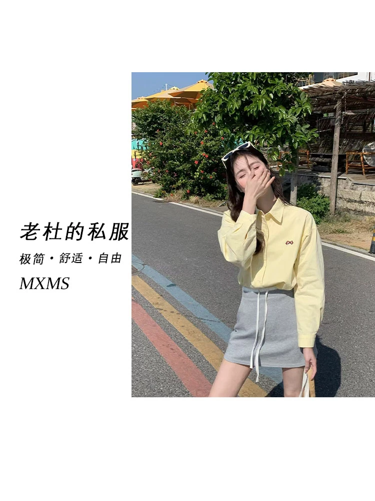 （麦欢尼）6008-Q“宝藏衣橱”韩版时尚休闲减龄蝴蝶结刺绣翻领衬衫