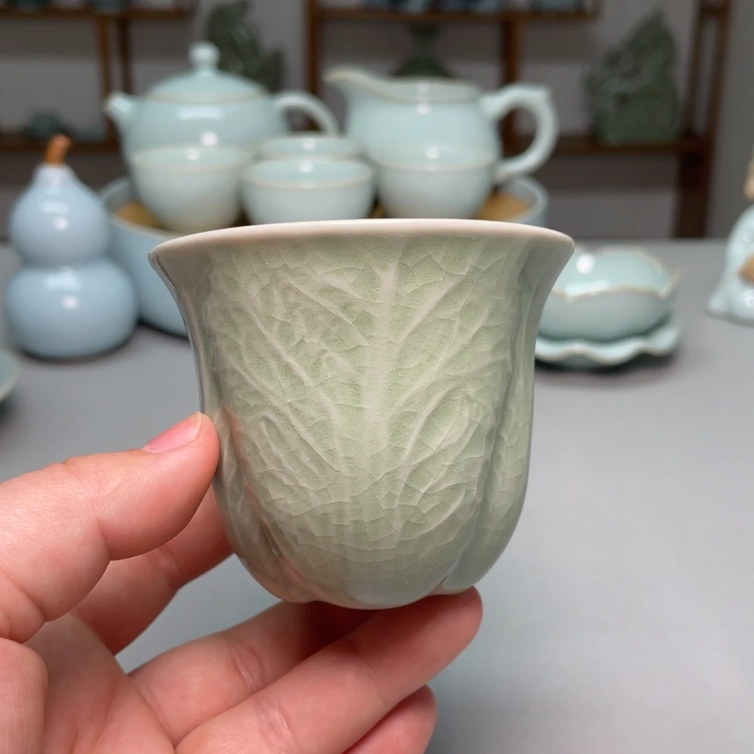 瓷豆绿百财杯赵琳老师带礼盒