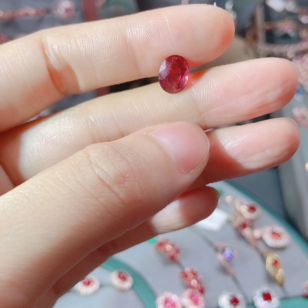 红色碧玺吊坠银S925镶嵌